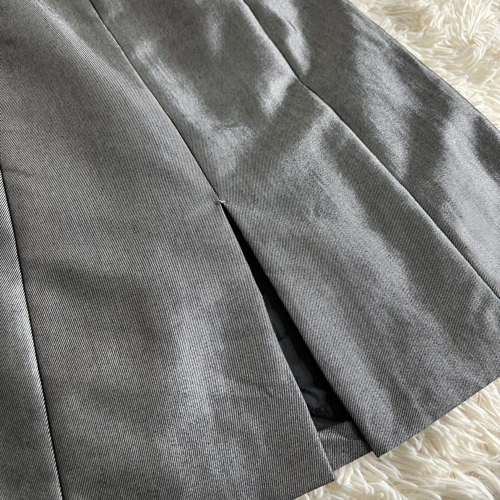 Antonio Melani Gray Fold Over Neck  Black Trim Waist Lined  Side Zip Sz O - Picture 11 of 11